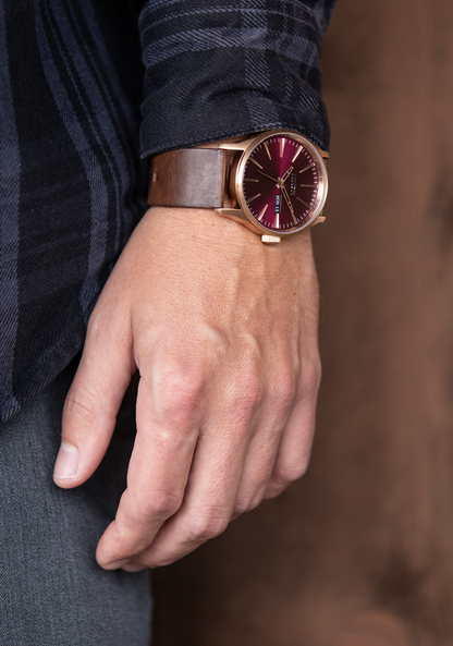 Sentry Leather - Rose Gold / Burgundy / Brown View 6