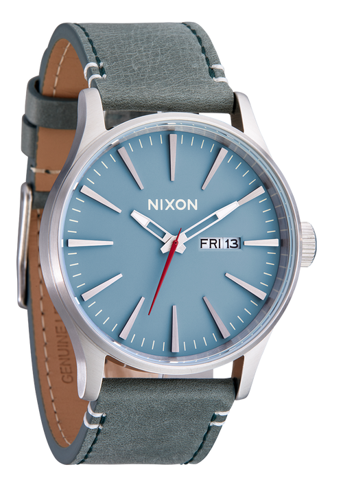 
Nixon Sentry Leather Watch - Analog - Silver /Dusty Blue / Dk Forest - View 2