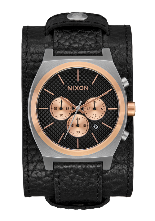 Time Teller Chrono Leather - Silver / Rose Gold / Black