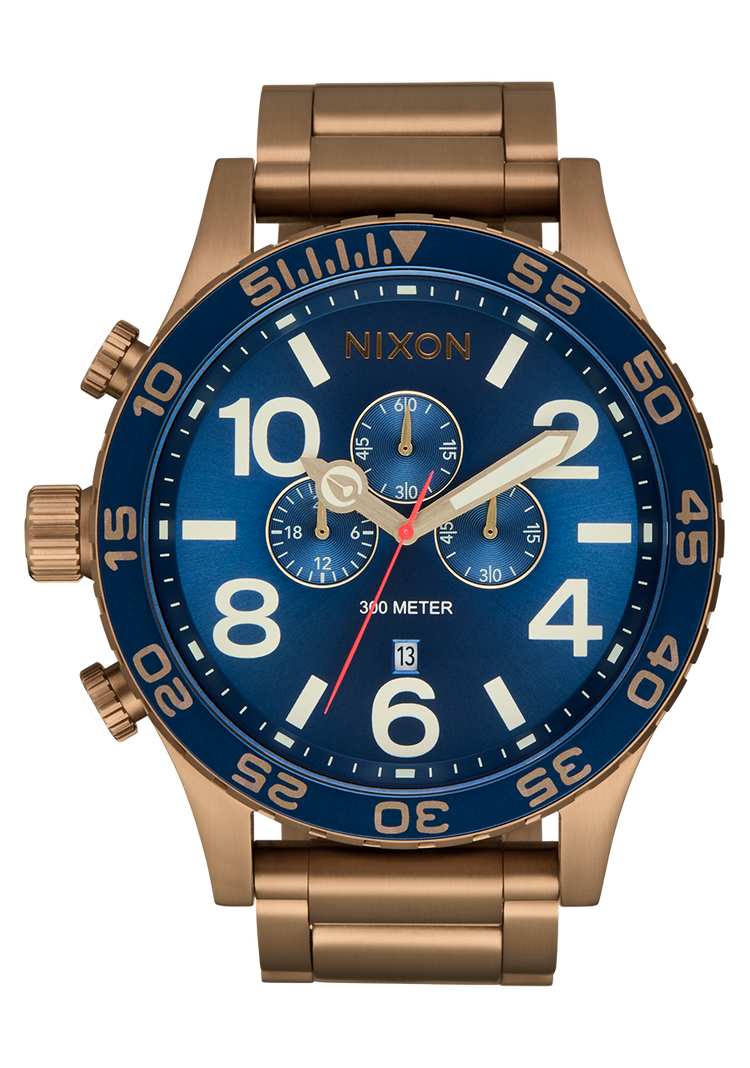 
Nixon 51-30 Chrono Watch - Analog - Desert Gold / Arles Blue - View 1