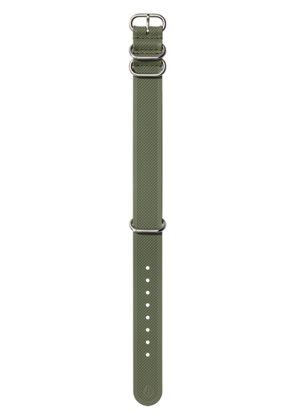 20mm FKM Rubber One Piece Band - Olive View 1