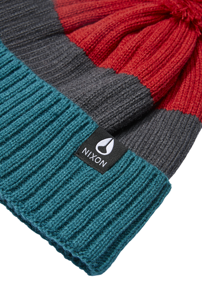 Schrader Pom Beanie - Dark Cedar / Red View 2