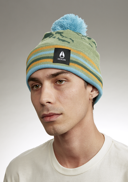 Ridge Pom Beanie - Jade / Multi View 3