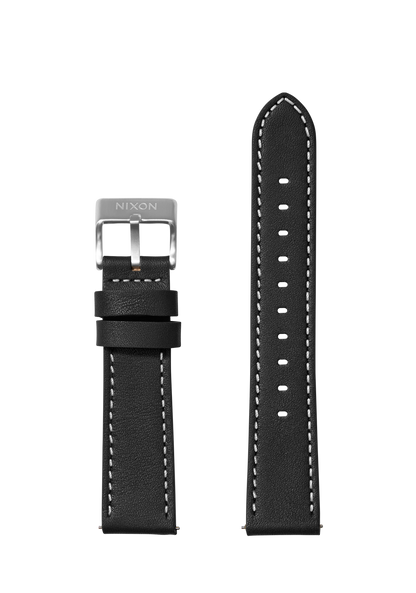 20mm Stitched Leather Band - Black View 1