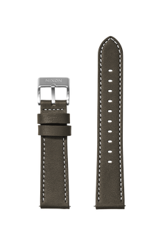 20mm Stitched Leather Band - Dark Olive