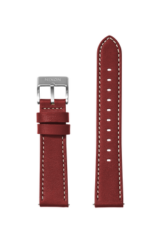 20mm Stitched Leather Band - Cranberry