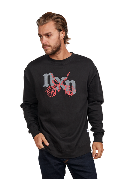 Rosas Crew Sweatshirt - Black / Red View 3